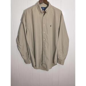 Vintage Polo Ralph Lauren Blake Khaki Button Down Shirt in Beige Size L